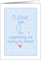 Thank you for Support During Illness, Hand Lettering & Hearts card
