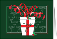 Hand Lettered Christmas for School Volunteer, with curly red ribbon card