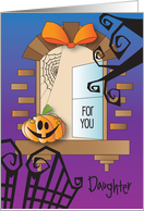 Halloween for Daughter While Away at College Window Scene and Pumpkin card