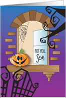 Halloween for Son While Away at College Window with Jack O’ Lantern card