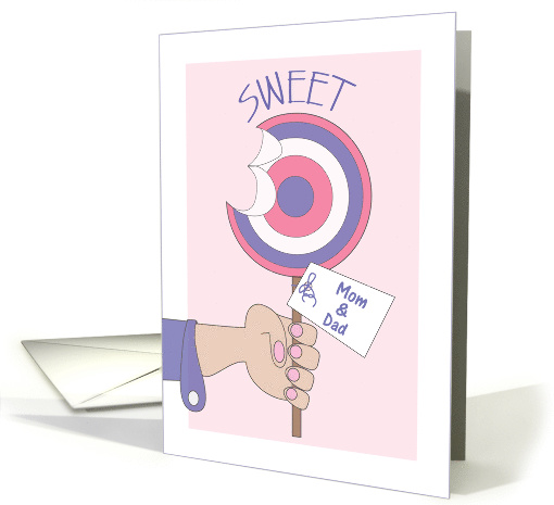 Sweetest Day for Parents, Large Sweet Candy Sucker& Nametag card