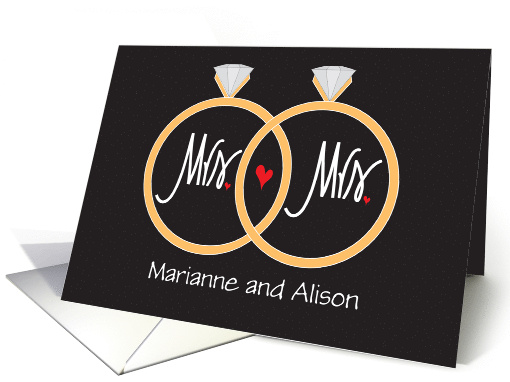 Mrs. and Mrs. Wedding Congratulations Lesbian Couple Custom Names card