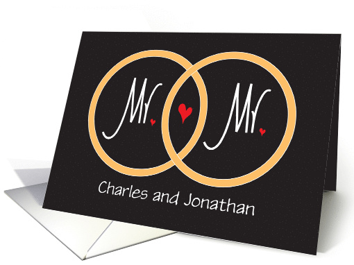 Wedding Ring Wedding Congratulations Gay Couple with Custom Names card