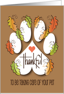 Thanksgiving from Veterinarian, Thankful with Paw Prints & Leaves card