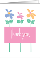 Thank you for Gift of Flowers, Trio of Flowers with Hearts card