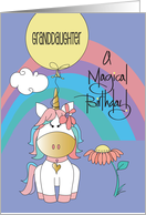 Hand lettered Birthday for Granddaughter with Floral Rainbow Unicorn card