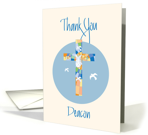 Thank you to Deacon, Stained Glass Cross and Doves card (1496798)
