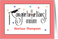 Hand Lettered Graduation Congratulations with Custom Name and Stars card
