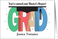 Graduation Congratulations for Master’s Degree Hat and Custom Name card