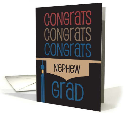 Graduation for Nephew with Repeating Congrats Grad Hat... (1500516)