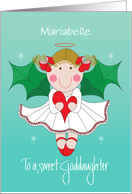 Christmas for Goddaughter Angel with Holly Wings and Custom Name card