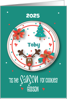 Christmas for Godson Frosted 2025 Christmas Cookie with Custom Name card