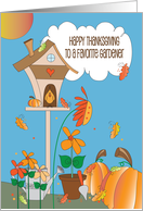 Thanksgiving for Gardener, Fall Garden Scene and Bird House card