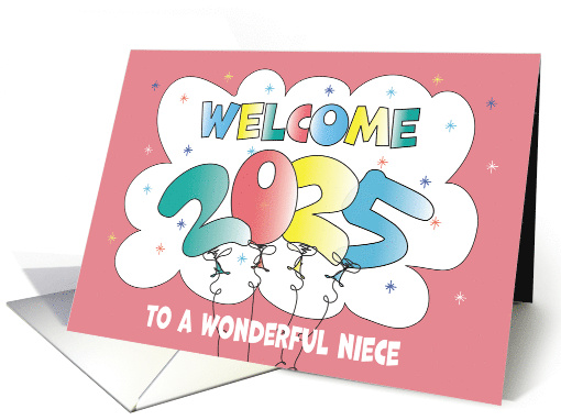 New Year's 2024 for Niece Colorful Balloon Date with Twinkles card