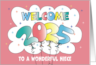 New Year’s 2024 for Niece Colorful Balloon Date with Twinkles card