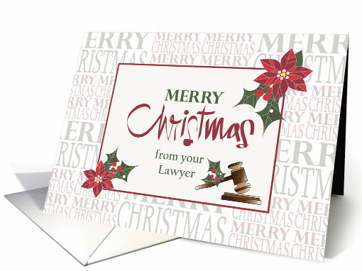 Christmas from Lawyer to Customers & Clients, Holly & Gavel card