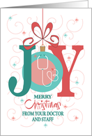 Hand Lettered Christmas Joy from Doctor’s Office, Joy with Stethoscope card