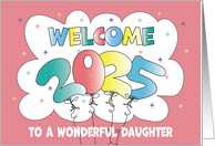 New Year’s 2024 for Daughter Colorful Balloon Date with Twinkles card