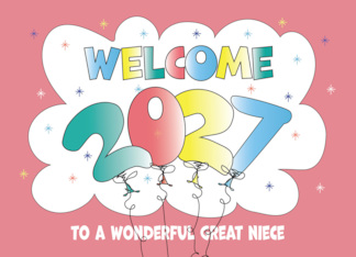 New Year's 2027 for Great Niece Inflated Colorful Balloon Date