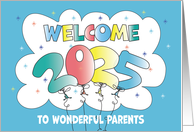 New Year’s 2024 for Parents Colorful Balloon Date with Twinkles card