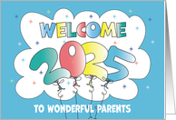 New Year’s 2025 for Parents Colorful Balloon Date with Twinkles card