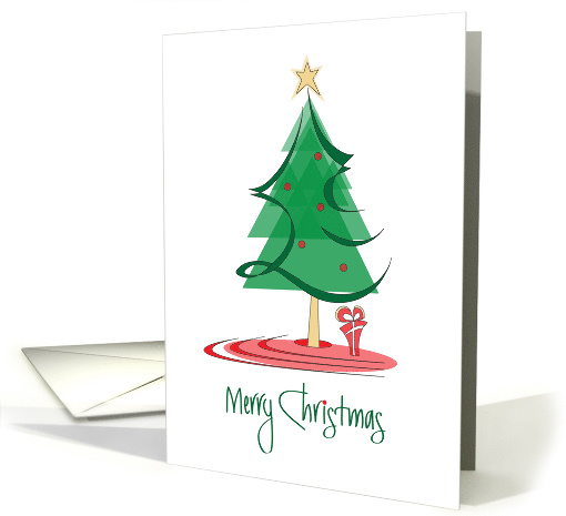 Christmas with Stylized Christmas Tree and Hand Lettering card