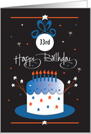 New Year’s Eve Birthday Cake with Fireworks and Stars with Custom Age card