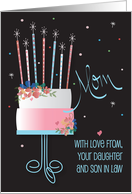 Birthday for Mother, From Daughter & Son in Law, Layered Cake card