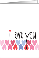 Valentine with Colorful Heart Pattern & Hand Lettered I Love You card