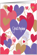 Hand Lettered Valentine for Great Nephew with Colorful Hearts card