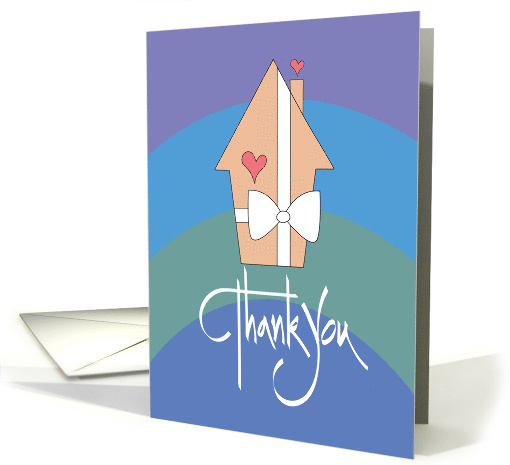Thank you from Realtor with Ribbon Wrapped Home with Hearts card