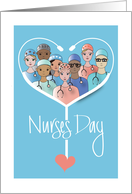 Hand Lettered Nurses Day 2024 Nurses in White Stethoscope with Heart card