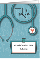 Doctors’ Day 2025 Thank You Custom Name Tag Stethoscope & Heart card