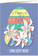 Hand Lettered Loving Easter Wishes Easter Eggs and Easter Lilies card