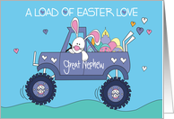 Easter for Great Nephew Load of Easter Love Bunny in Lavender Truck card