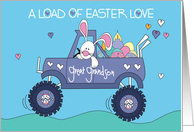 Easter for Great Grandson White Bunny Delivering Eggs in Truck card