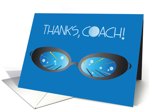 Thanks for Swimming Coach, Swim Goggles with Pool Scene card (1513378)