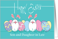 Easter for Son & Daughter in Law, Decorated Eggs & White Bunnies card