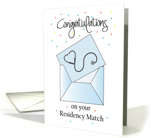 Congratulations on Residency Match, Envelope with Stethoscope card