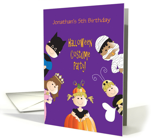 Halloween Birthday Costume Party Invitation for Kids Custom Name card