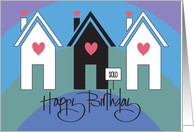 Birthday for Realtor with Trio of Homes with Sold Sign and Hearts card