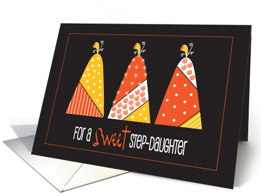 Halloween for Sweet Step Daughter with Candy Corn Pumpkin Trio card