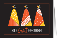 Halloween for Sweet Step Daughter with Candy Corn Pumpkin Trio card