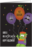 Monstrously Happy Halloween for Godson with Monster and Balloons card
