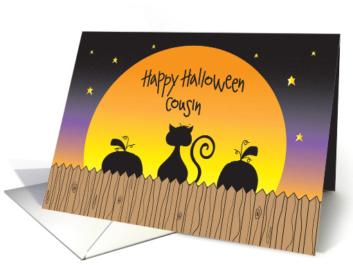 Hand Lettered Halloween for Cousin Black Cat and Pumpkins... (1521190)