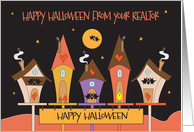 Halloween from Realtor, Birdhouses with Birds, Bats and Hearts card