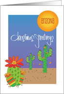 Christmas Greetings from Arizona Saguaro Prickly Pear Decorated Cacti card