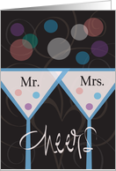 Wedding Anniversary for Mr. and Mrs., Cheers Glasses & Bubbles card