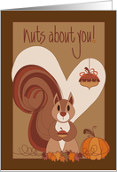 Thanksgiving, Squirrel in Heart with Acorn, Nuts about You card