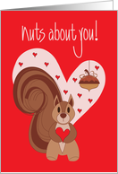 Valentine’s Day Squirrel with Heart and Acorn, Nuts about You card